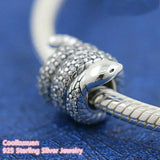 925 Sterling Silver Sparkling Wrapped Snake Charm Bead for Bracelets