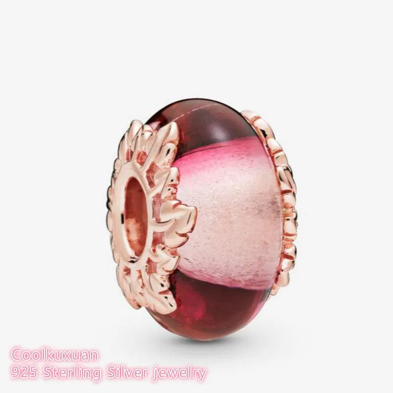 925 Silver Pink Daisy Flower Crown Charm