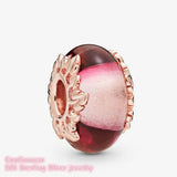 925 Silver Pink Daisy Flower Crown Charm