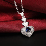 925 Silver Heart Zircon Pendant Necklace Wedding Gift