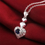 925 Silver Heart Zircon Pendant Necklace Wedding Gift