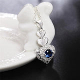 925 Silver Heart Zircon Pendant Necklace Wedding Gift