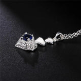 925 Silver Heart Zircon Pendant Necklace Wedding Gift