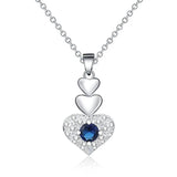 925 Silver Heart Zircon Pendant Necklace Wedding Gift