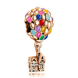 925 Silver Rose Hot Air Balloon Charms Bead for Bracelets DIY Jewelry
