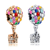 925 Silver Rose Hot Air Balloon Charms Bead for Bracelets DIY Jewelry