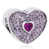925 Sterling Silver Love Heart Charm Bracelet DIY Jewelry