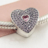925 Sterling Silver Love Heart Charm Bracelet DIY Jewelry