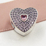 925 Sterling Silver Love Heart Charm Bracelet DIY Jewelry