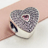 925 Sterling Silver Love Heart Charm Bracelet DIY Jewelry