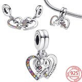 925 Silver Puzzle Heart Friendship Pendant Charms DIY Jewelry