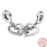 925 Silver Puzzle Heart Friendship Pendant Charms DIY Jewelry