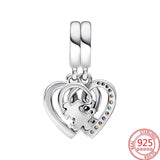 925 Silver Puzzle Heart Friendship Pendant Charms DIY Jewelry
