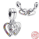 925 Silver Puzzle Heart Friendship Pendant Charms DIY Jewelry