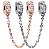 Rose Elegance Crystal Clip Charm Chain Beads for 925 Silver Bracelet