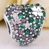 Four-Leaf Clover Heart Charm for 925 Silver Bracelet
