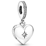 Heart Locket Crystal Pendant Beads 925 Sterling Silver Charm Bracelet