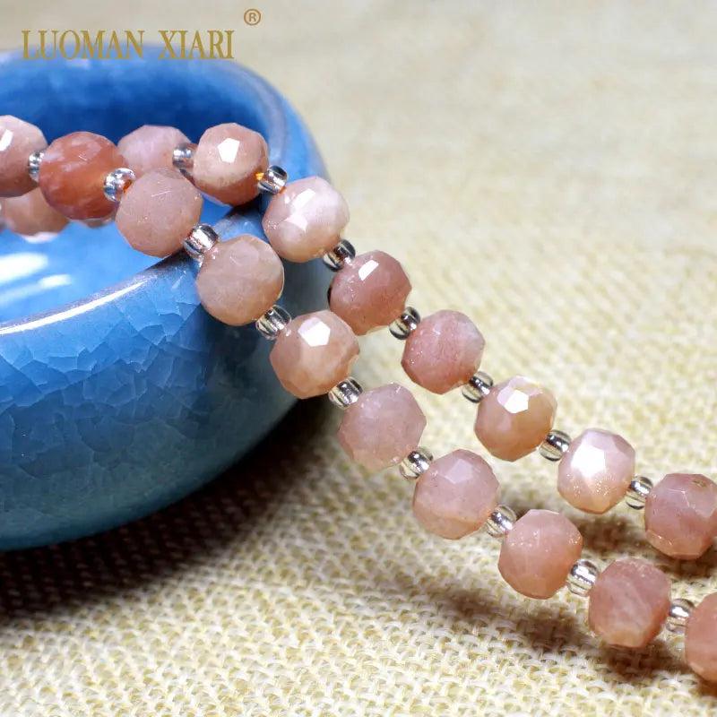 Sunstone 6x8MM Faceted Rondelle Round Stone Beads for Jewelry Making