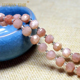 Sunstone 6x8MM Faceted Rondelle Round Stone Beads for Jewelry Making