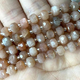 Sunstone 6x8MM Faceted Rondelle Round Stone Beads for Jewelry Making