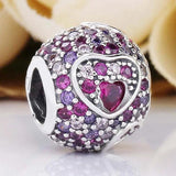 Heart Pattern Love Beads 925 Silver Bracelet Bangle DIY Jewelry