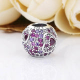 Heart Pattern Love Beads 925 Silver Bracelet Bangle DIY Jewelry