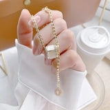 Korea Jewelry 14K Real Plating Opal Necklace Women's Clavicle Necklace