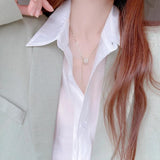 Korea Jewelry 14K Real Plating Opal Necklace Women's Clavicle Necklace