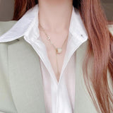 Korea Jewelry 14K Real Plating Opal Necklace Women's Clavicle Necklace