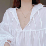 Korea Jewelry 14K Real Plating Opal Necklace Women's Clavicle Necklace