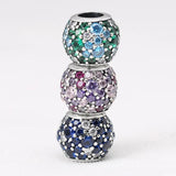 Multicolor Mosaic Ball Crystal Bead Charm Bracelet Bangle