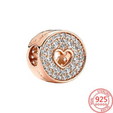Sparkling Rose Round Cutout Pav? & Heart Anniversary Charm Fit Bracelet