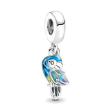 925 Silver Parrot Charms for Bracelet&Bangle DIY Jewelry