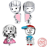 925 Sterling Silver Love Boy & Girl Charm for Bracelet DIY Gift