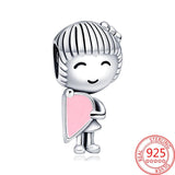 925 Sterling Silver Love Boy & Girl Charm for Bracelet DIY Gift