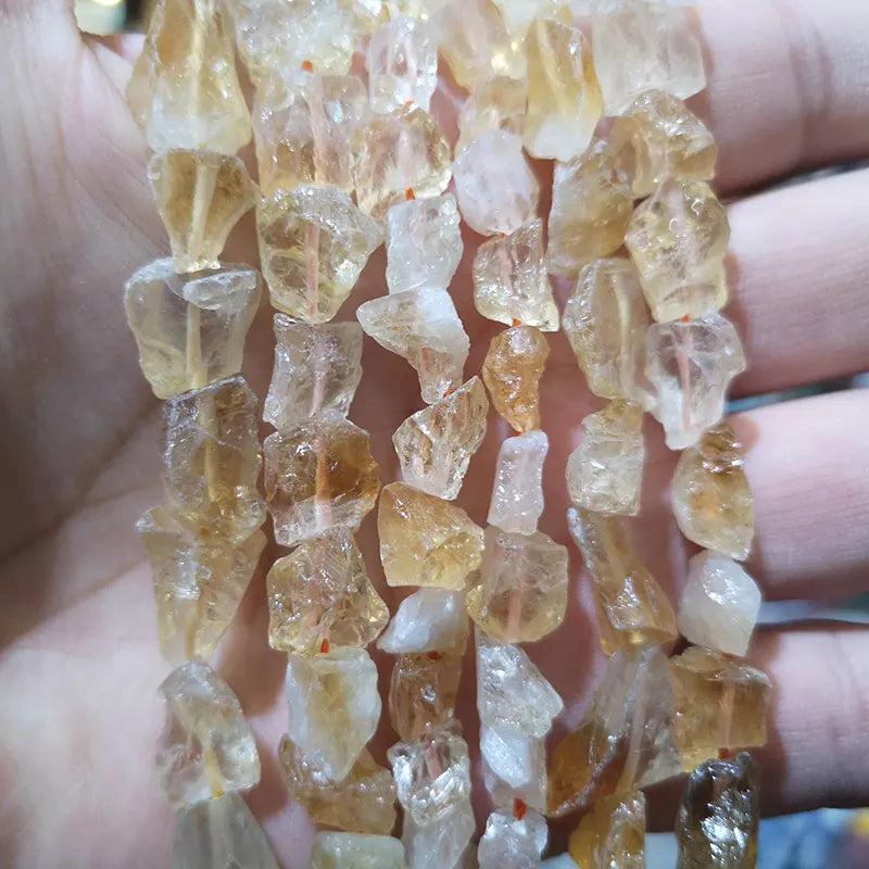 Yellow Citrine Stone Beads Irregular Gravel Gemstone Spacer Beads 6-10MM