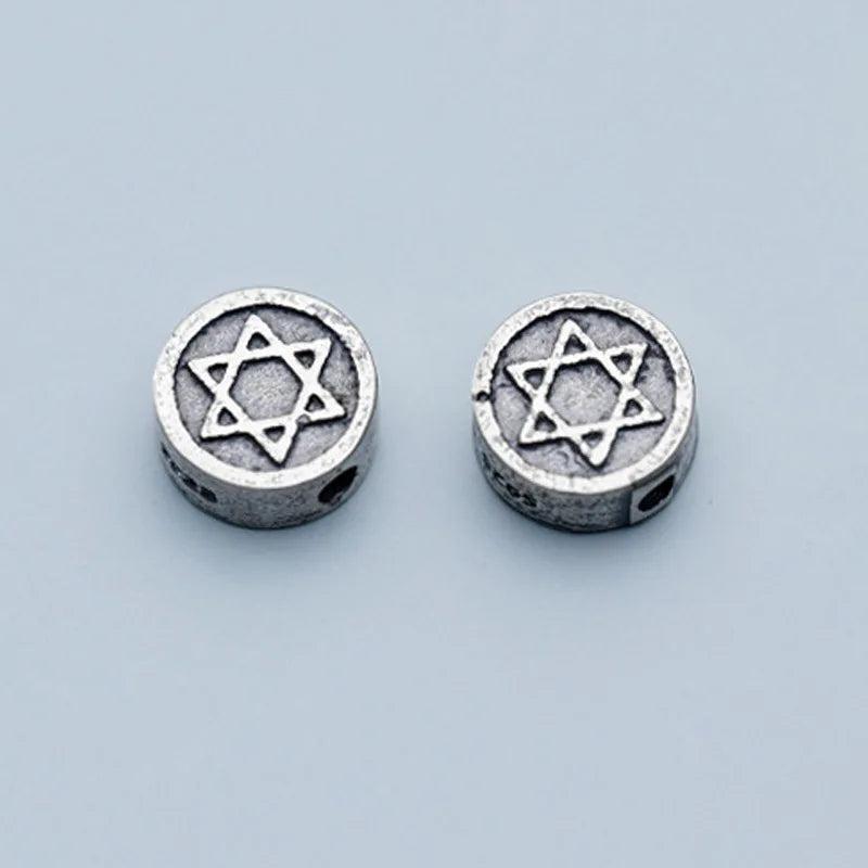 925 Sterling Silver Hexagonal Star Round Spacer Beads 9.5mm