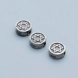 925 Sterling Silver Hexagonal Star Round Spacer Beads 9.5mm