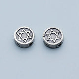 925 Sterling Silver Hexagonal Star Round Spacer Beads 9.5mm