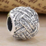 Sparkling Love Knot CZ Beads 925 Silver Charm Bracelet DIY Jewelry