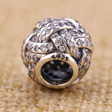 Sparkling Love Knot CZ Beads 925 Silver Charm Bracelet DIY Jewelry