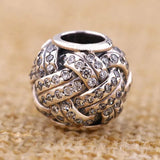 Sparkling Love Knot CZ Beads 925 Silver Charm Bracelet DIY Jewelry