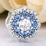 Sparkle Flower Radiant Heart Crystal Beads 925 Silver Charm Bracelet
