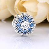Sparkle Flower Radiant Heart Crystal Beads 925 Silver Charm Bracelet