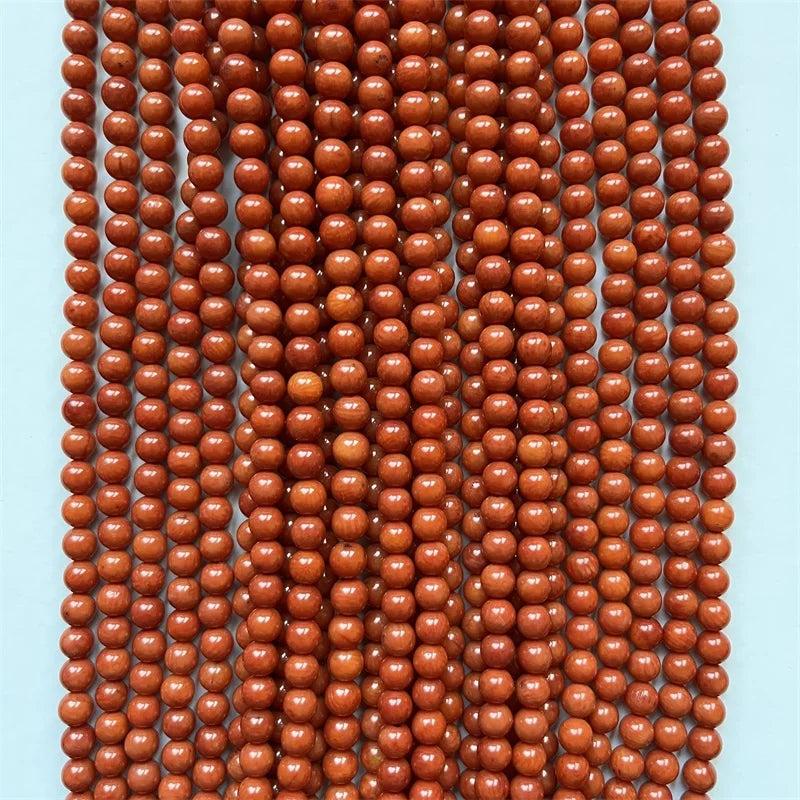 6MM Orange Red Coral Stone Round Loose Beads for Women Gemstone DIY Jewelry