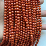 6MM Orange Red Coral Stone Round Loose Beads for Women Gemstone DIY Jewelry