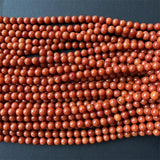 6MM Orange Red Coral Stone Round Loose Beads for Women Gemstone DIY Jewelry