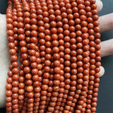 6MM Orange Red Coral Stone Round Loose Beads for Women Gemstone DIY Jewelry