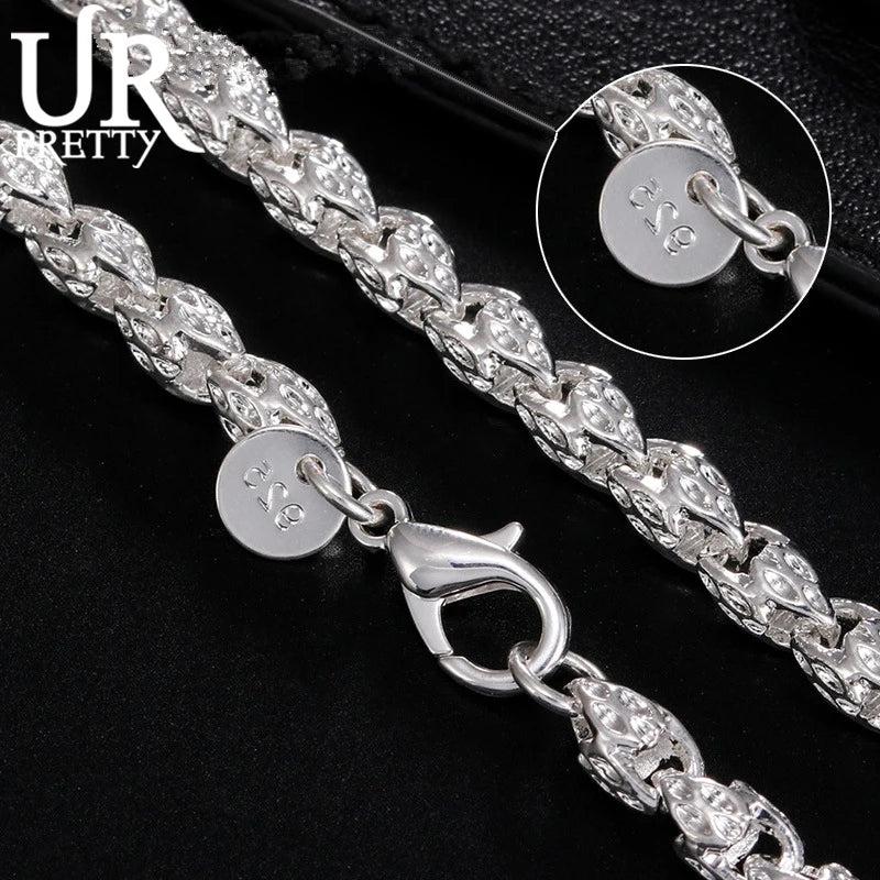 925 Silver 5MM Dragon Head Chain Necklace 20/24 Inch