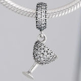 Crystal Cocktail Glass Charm for 925 Silver Bracelet